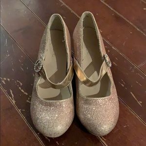 Rose gold shoes with small heels